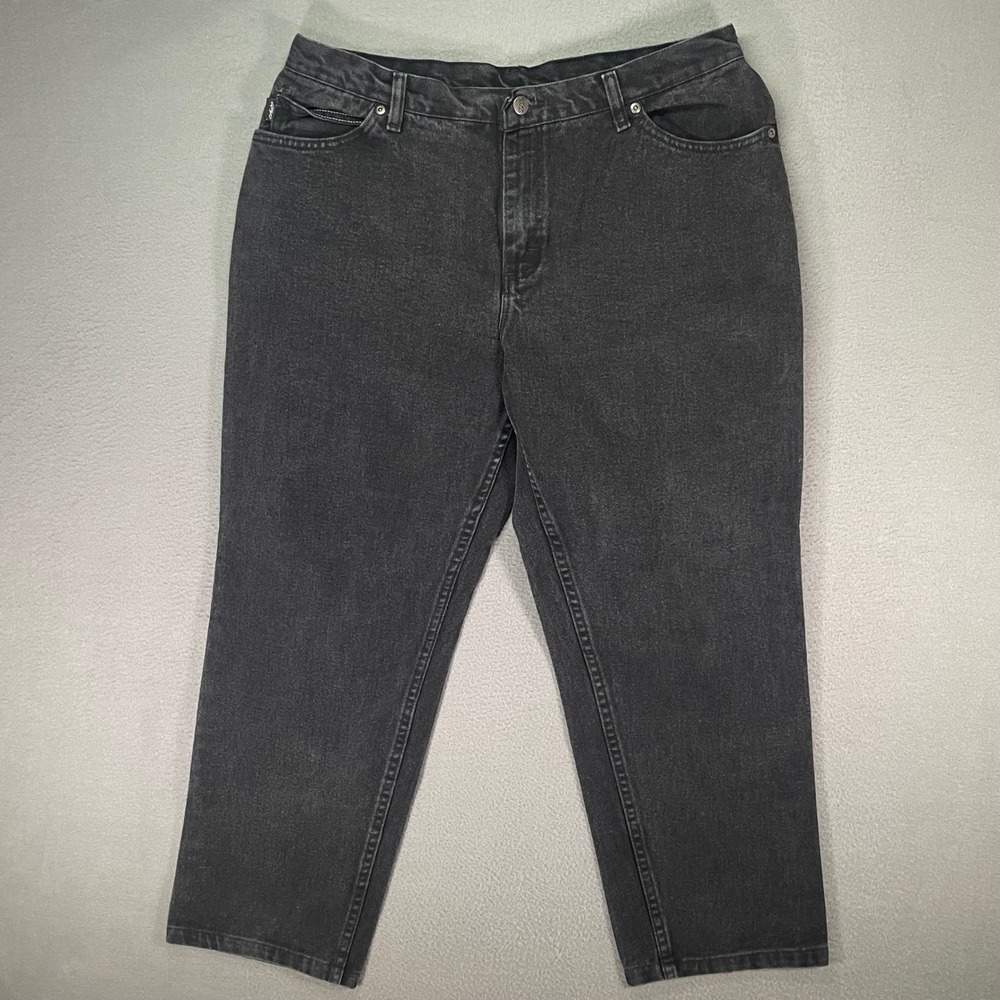 Chicos Petite Black Straight Leg Jeans Womens 1.5 High Rise Crop 36x24 18 Petite